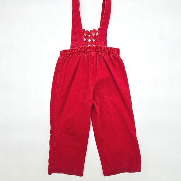 Vintage Toddletime JCPenney Red Corduroy Overalls Lattice Bib Size 2T - Picture 3 of 7